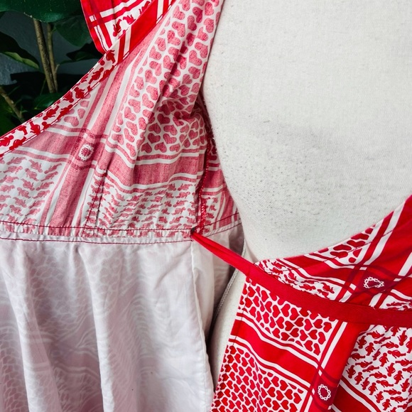 GSUS VINTAGE RED HEART VALENTINES CUPID ASYMMETRICAL WRAP DRESS WITH POM POM HEM - Picture 5 of 9